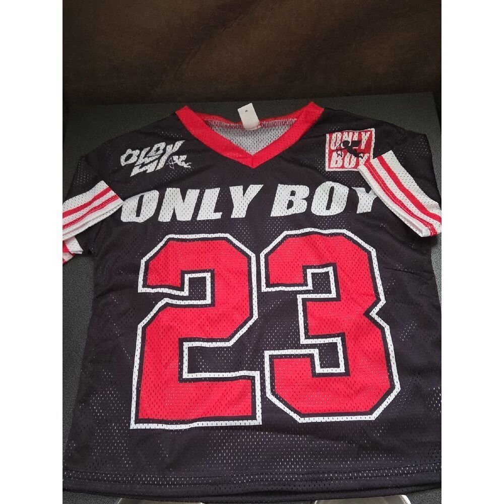 SHEIN Black & Red 'Only Boy' Football Jersey Tee